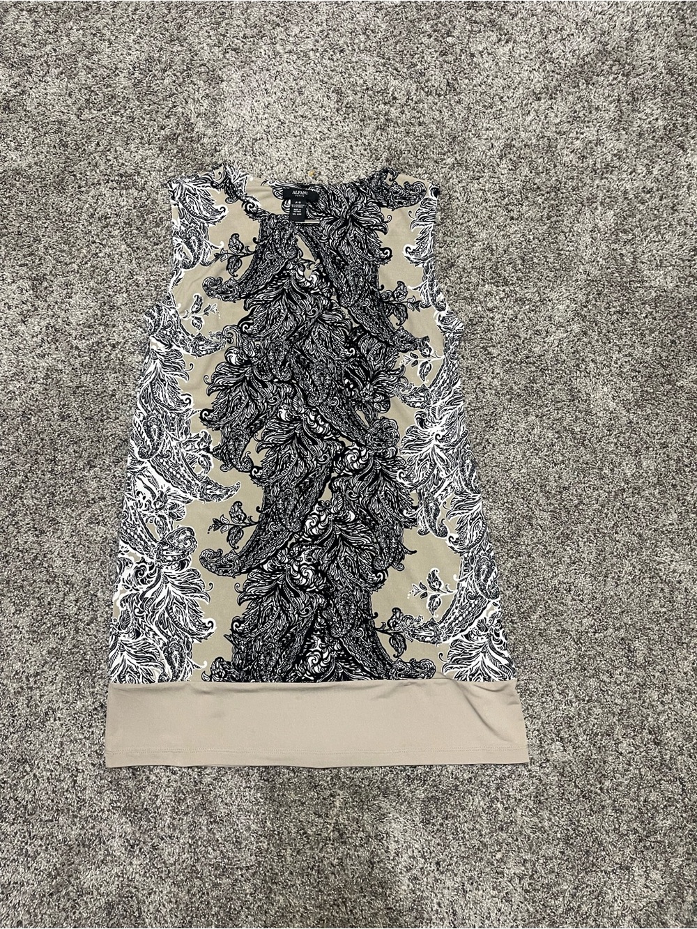 Alfani Beige and Black Paisley Print Sleeveless Tank